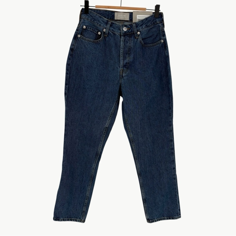 Everlane Curvy 90s Cheeky Straight Jeans Sz 27 Crop Dk Indigo Organic Cotton NWT